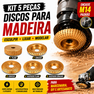 Kit Disco Dentado para Esculpir Madeira 4 ou 5 Formatos 75-100mm

