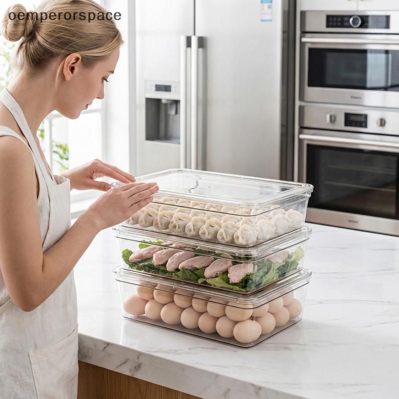 Caixa Transparente De Armazenamento De Alimentos Para Bolinhos , Tampa Hermética , Organizador Geladeira , Prateleira E 