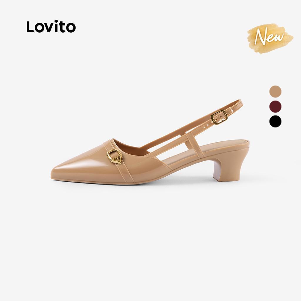 (New Arrival) Lovito Sapatos De Salto Casual Para O Escritório Estilo Coreano Simples E Elegantes Na Cor Vinho LFA118003