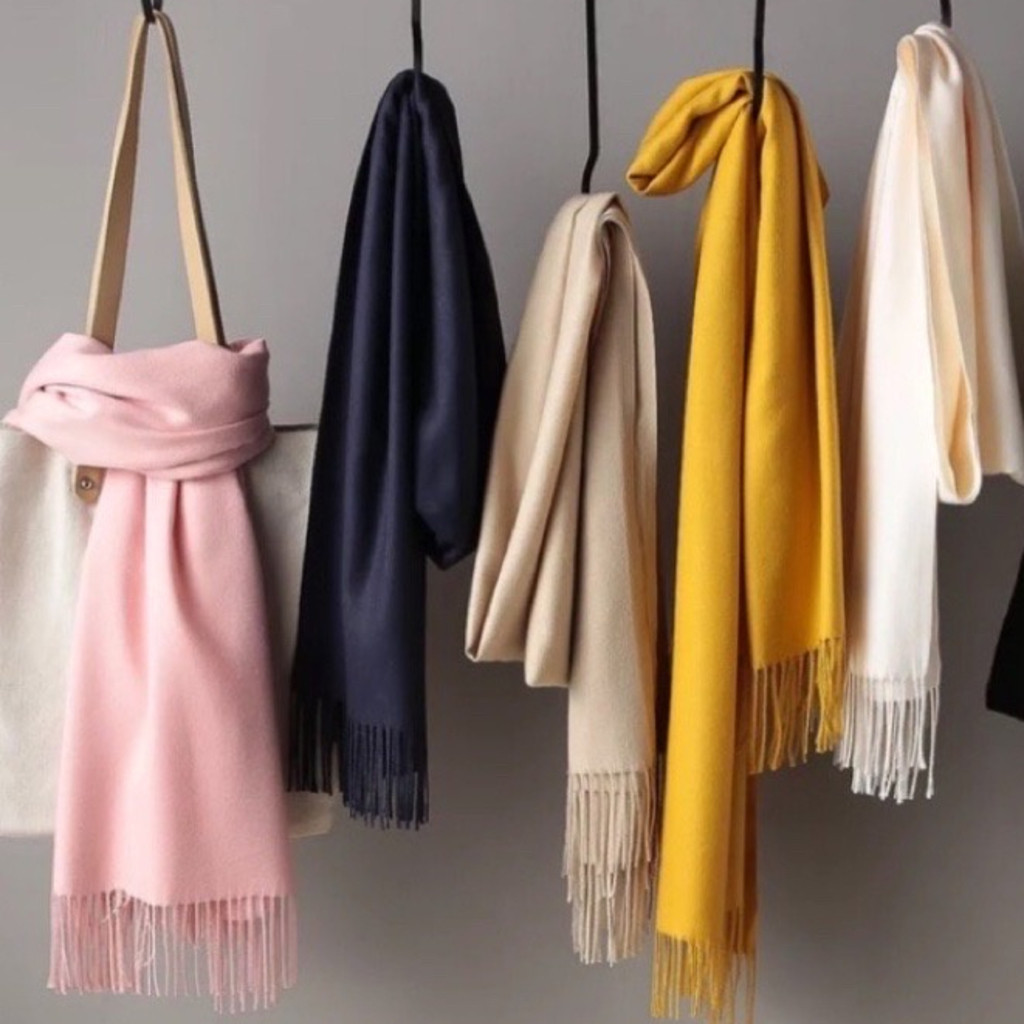 Cachecol Pashmina Lenço  Unissex femenino e Masculino Lisa de poliester de 220g com franjas Muito