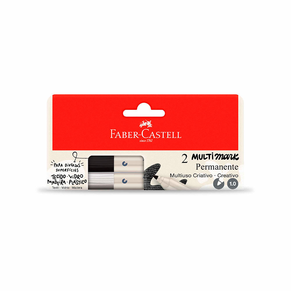 Pincel marcador multisuperfícies Multimark 1.0mm Preto e Branco MM/ES102PBZF\357160 Faber-Castell