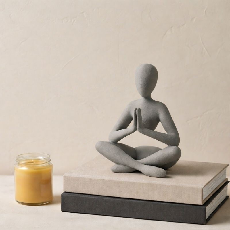 Imagem Escultura Decorativa Estátua Meditação Minimalista Zen Sala Ambiente Relaxante Yoga Escritório