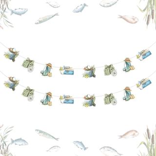 Faixa Decorativa para Chá de Bebê com Tema de Pesca, 2 Peças de Guirlandas Decorativas para Festa de Pequeno Pescador, p