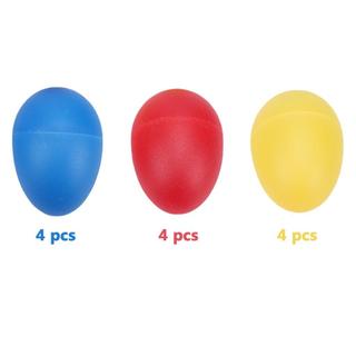 12pçs instrumentos de percussão de ovos de plástico, instrumentos de percussão para festa de páscoa, 3 cores,