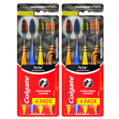 Kit 2 Escova Dental Colgate Zig Zag Carvão Macia Cores Sortidas 4 Unidades