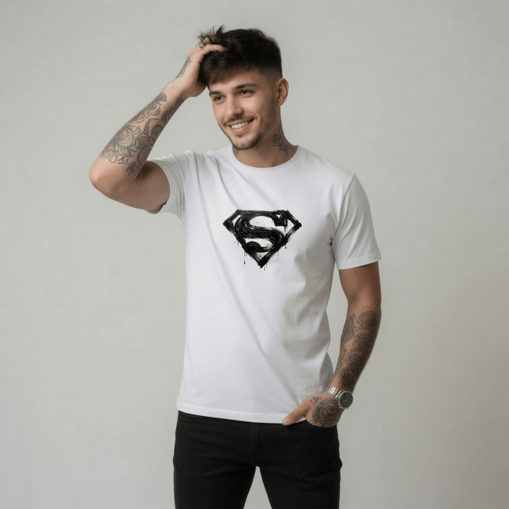 Camiseta Masculina Estampada Super S 100% Algodão Premium Camisa Blusa Homem Academia Confortavel Plus Size