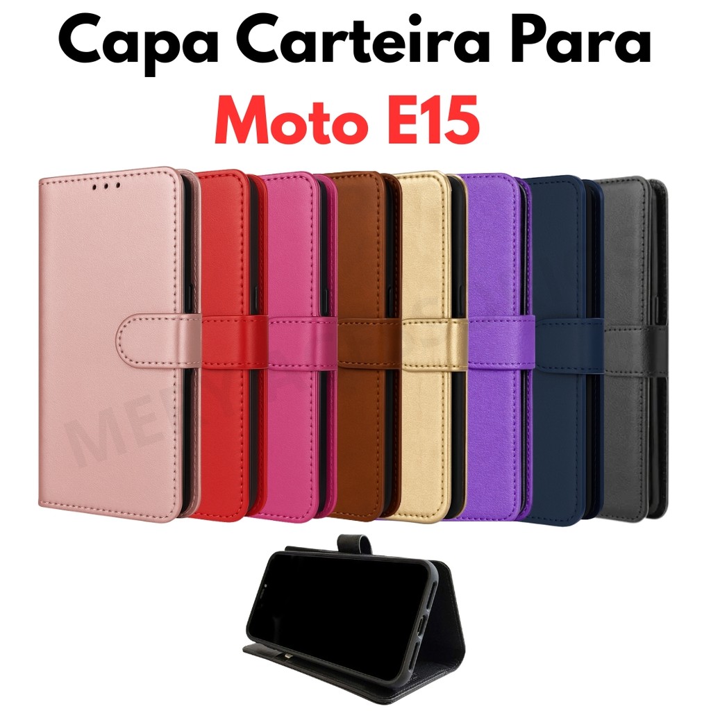 Capinha Carteira Para Motorola Moto E15 - Diversas Cores