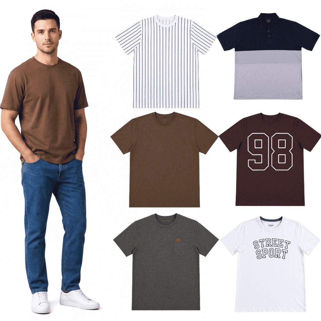 Kit Camisetas Masculinas 100% Algodão Premium Básica Lisa e Estampada Confortável Promoção