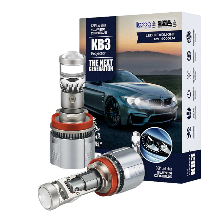 Par Lâmpada Ultra LED H11 Mini Projetor – Canhão para Carro – Branco Frio – Alto Brilho