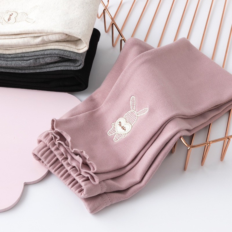 Nova primavera outono meninas leggings bonito bordado dos desenhos animados coelho crianças calças leggings