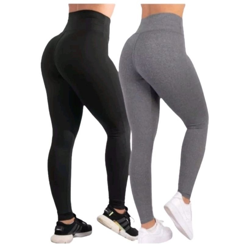 kit 2 Legging Feminina Cintura Alta Modeladora Academia Fitness Compressão Confortável
