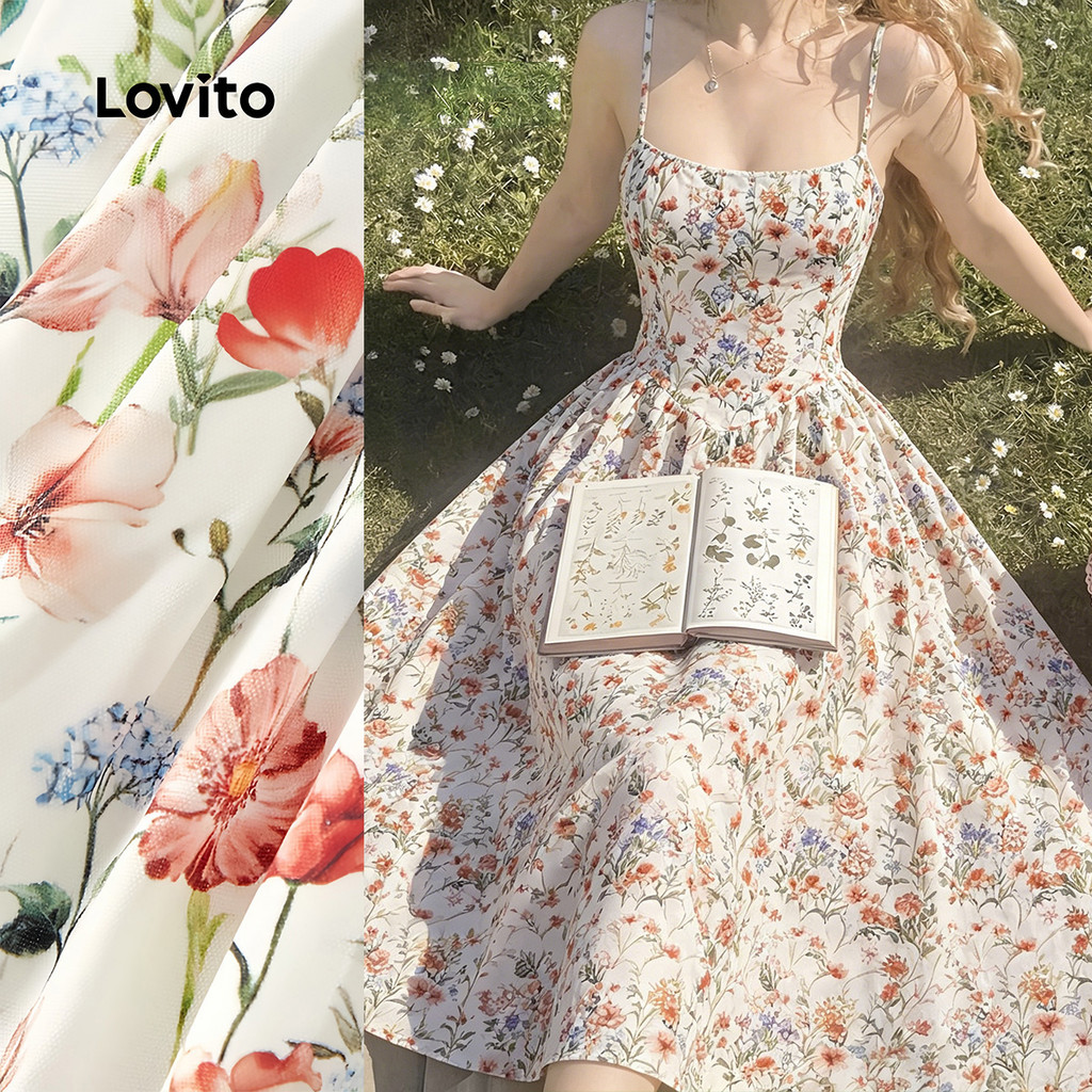 Lovito Padrão de Vestido Casual Vestido de Primavera/verão para mulheres LK7AD062