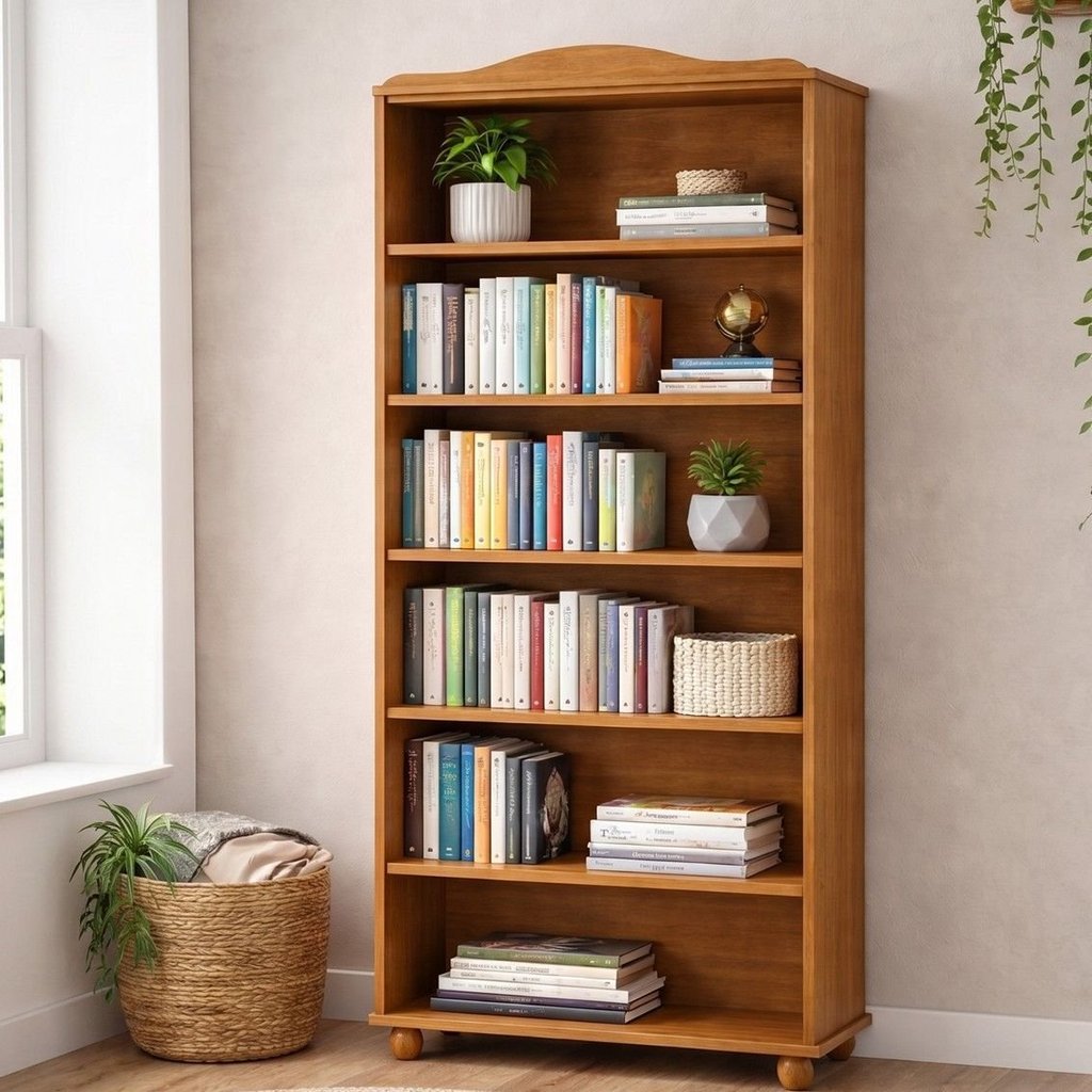 Estante de Livros 85CMX190CM 100% Madeira Maciça 5 Prateleiras Escritório e Sala Linha Rubi Marrom/Freijó Freijó