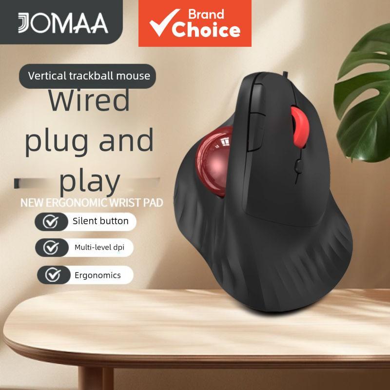 JOMAA Mouse Vertical com Fio Trackball, Controle de Polegar Fácil, Ergonômico, Plug and Play, DPI Ajustável para