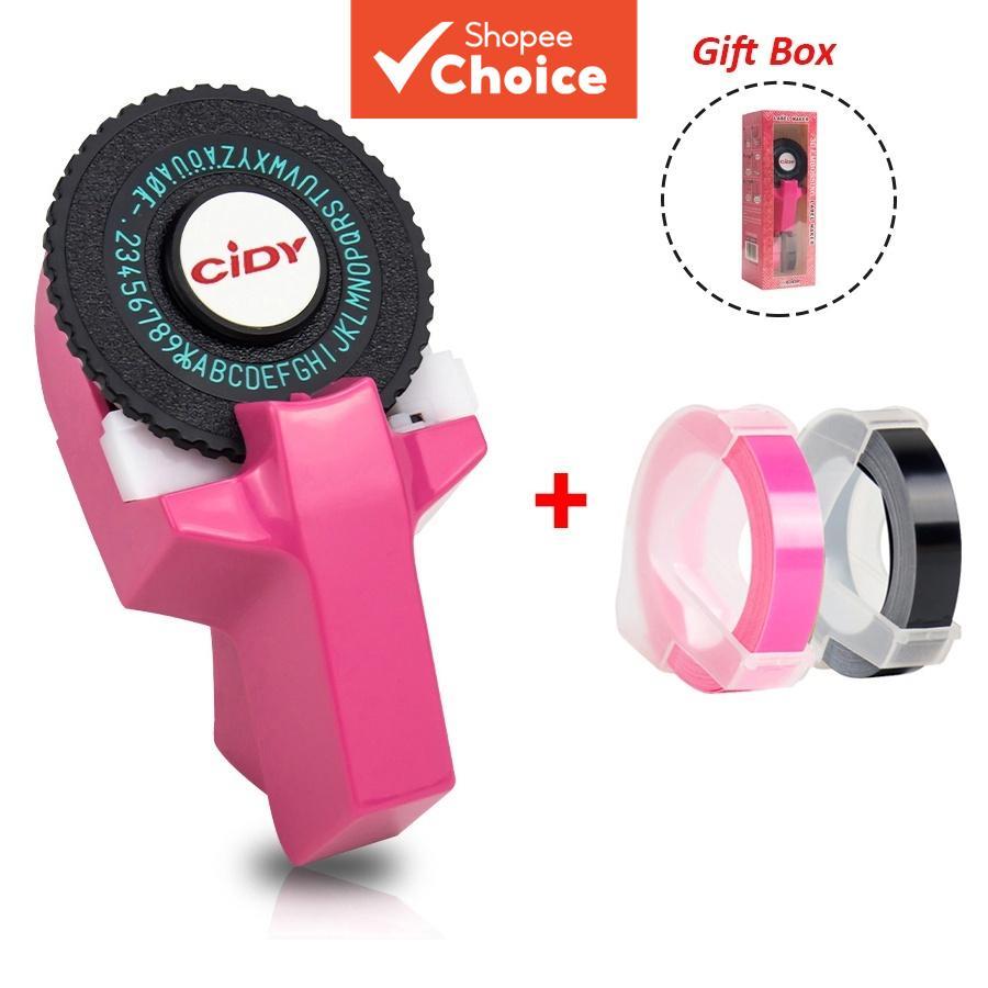 CIDY C-101 Máquina De Etiqueta De Gravação Manual Impressora De Escrever 3D Com 2 Rolos De Fita De 9mm Para Etiquetas De