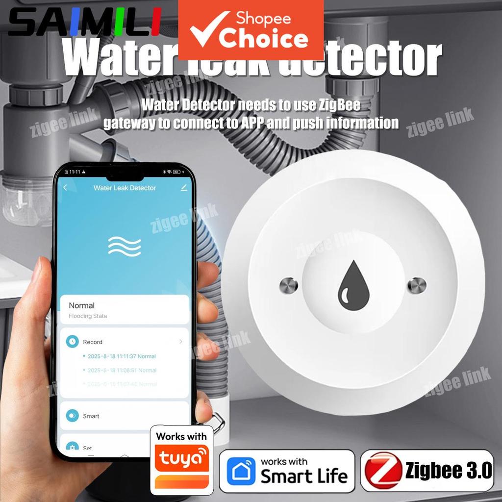 Alarme De Segurança Doméstica Saimili Smart Zigbee Sensor De Água Detector De Vazamento De Inundação APP Monitoramento R