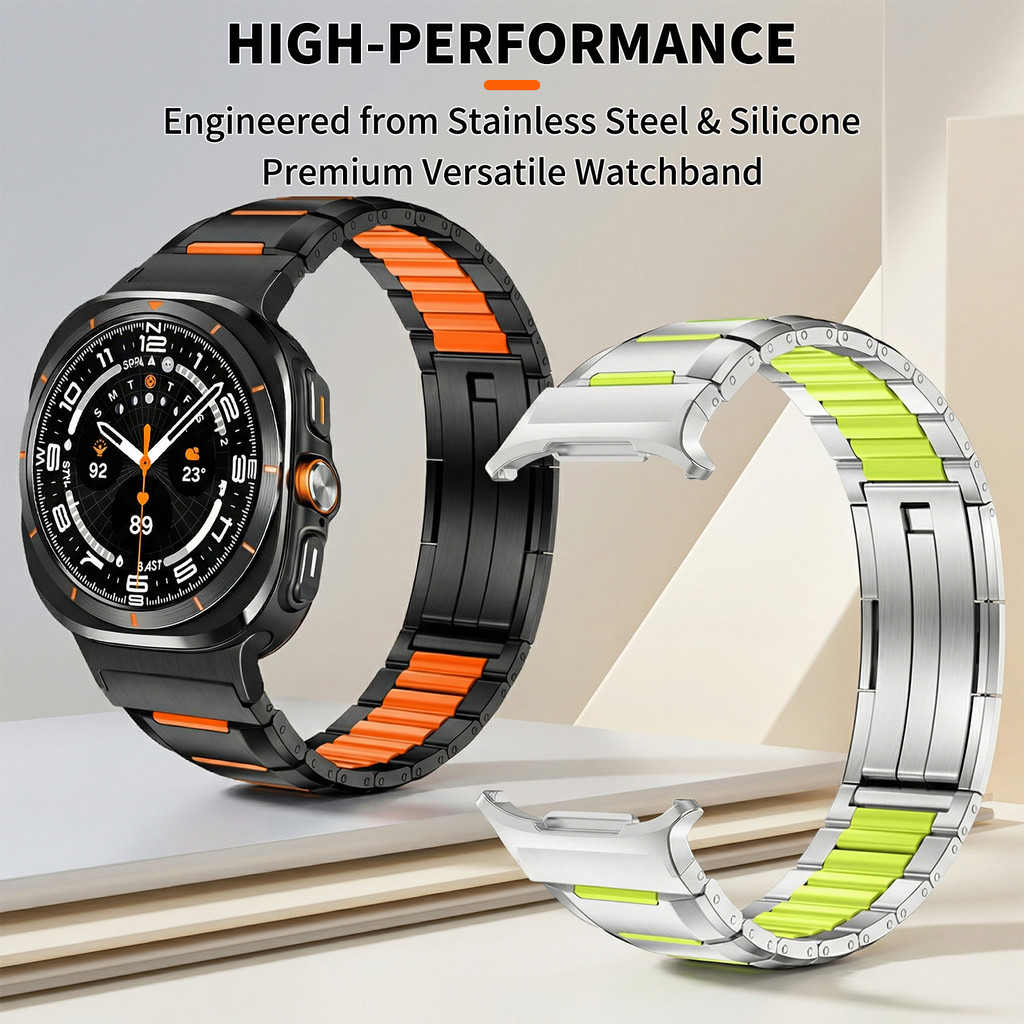 Pulseira Premium De Silicone E Aço Inoxidável Para Galaxy Watch 9 8 Clássico Sam