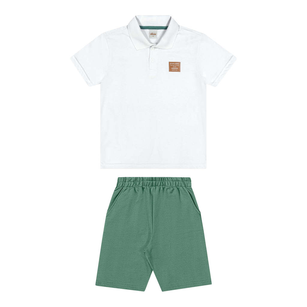 Conjunto Infantil Menino Polo Manga Curta Elian Branco