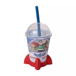 Copo Foguete Toy Story com Tampa e Canudo 280 ml Plasútil
