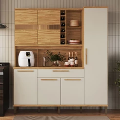 Cozinha Compacta Touriga 6 Portas 1 Gaveta 100% Mdf com Vidro - Rio Doce