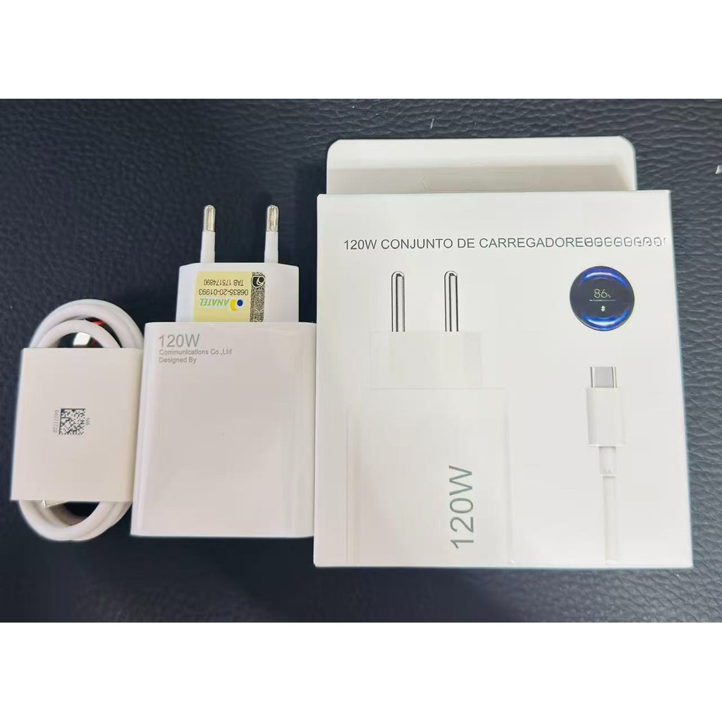 Carregador 120W Completo Turbo Cabo USB + TIPO C Xiaomi Redmi Note