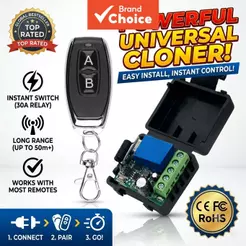 Interruptor de Controle Remoto Sem Fio Universal AXUS 12V 10A 433Mhz RF Relé Receptor Transmissor para Motor, Luz,