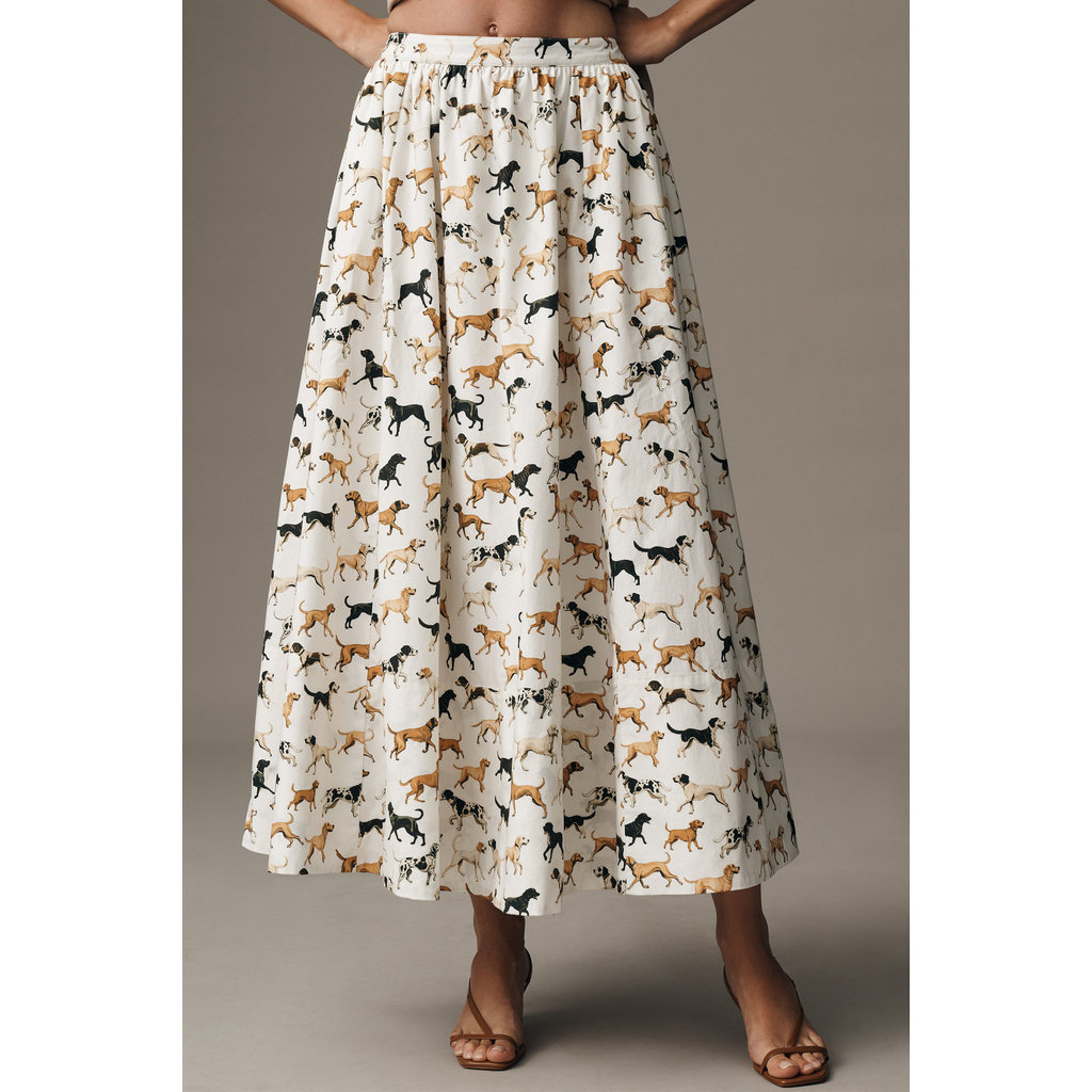 Estilo europeu americano Retro impresso saia de cintura alta elegante elegante mais magro olhar All-Match estilo literár