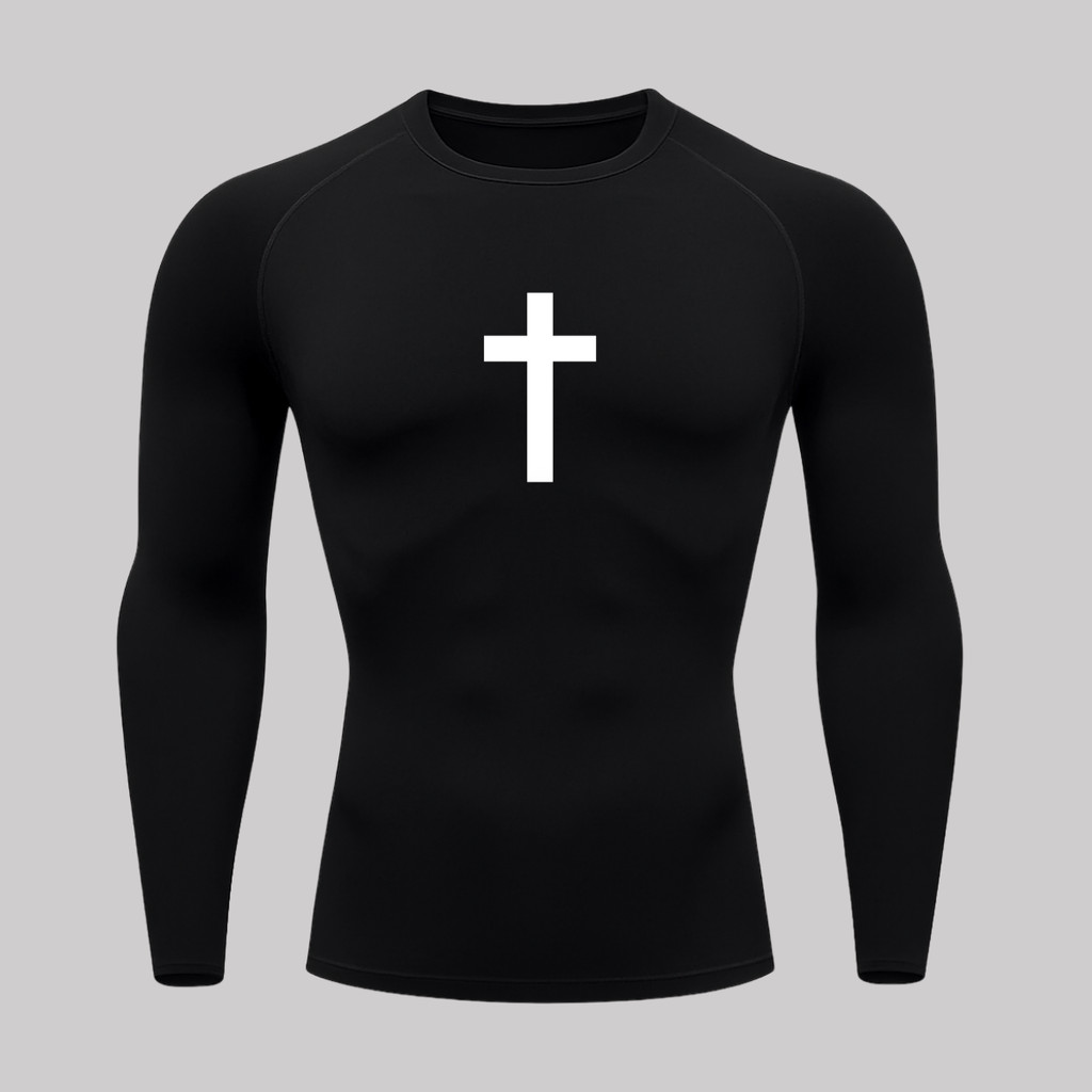 Camiseta Compressão Proteção Uv 50+ Tecido Gelado Manga Longa Cruz Rash Guard