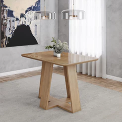 Mesa De Jantar 4 Lugares 120Cm Tampo 100% Mdf Canto Arred C/ Vidro Lins Henn