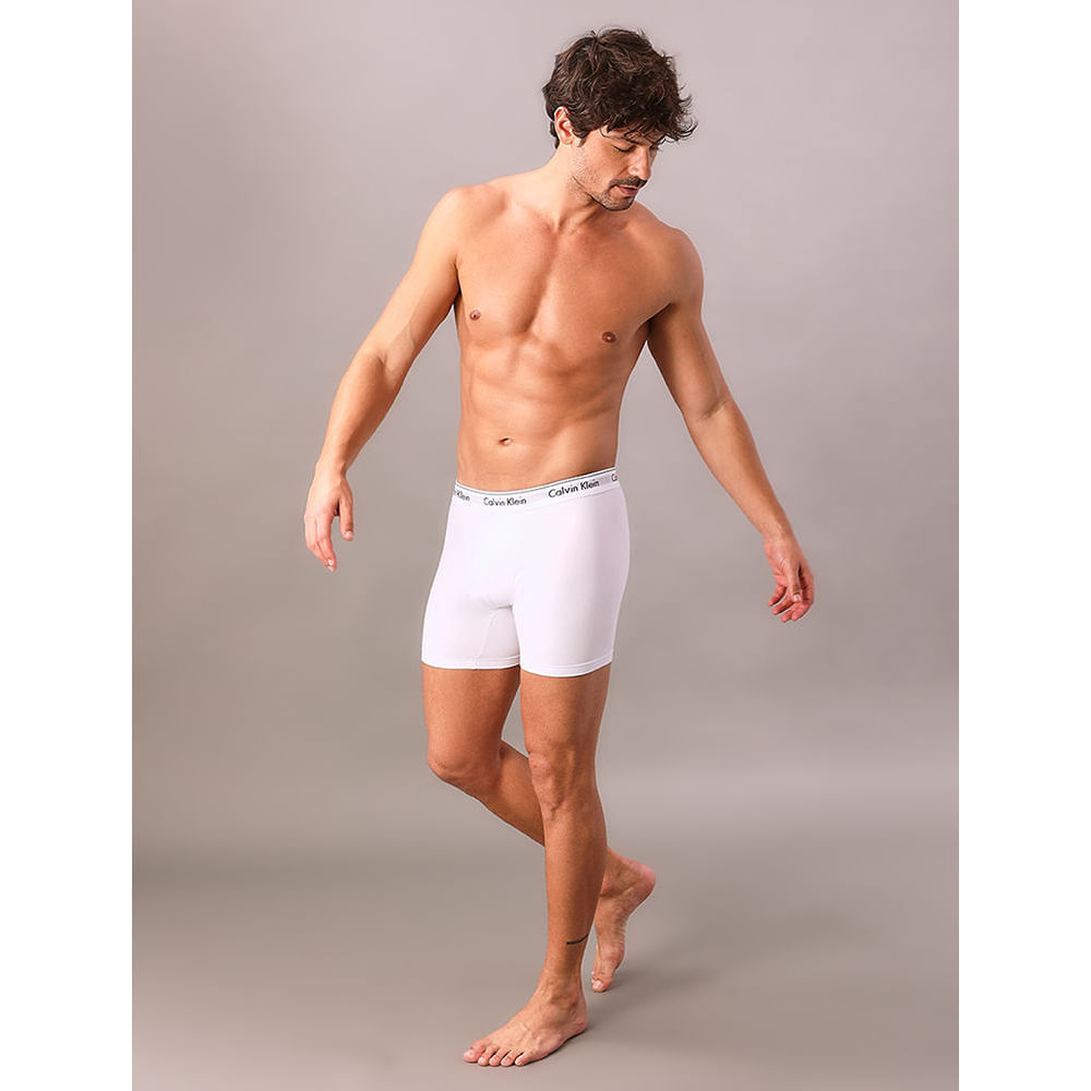 Underwear Boxer Básica Elástico Com Logo Cueca Calvin Klein - Branco