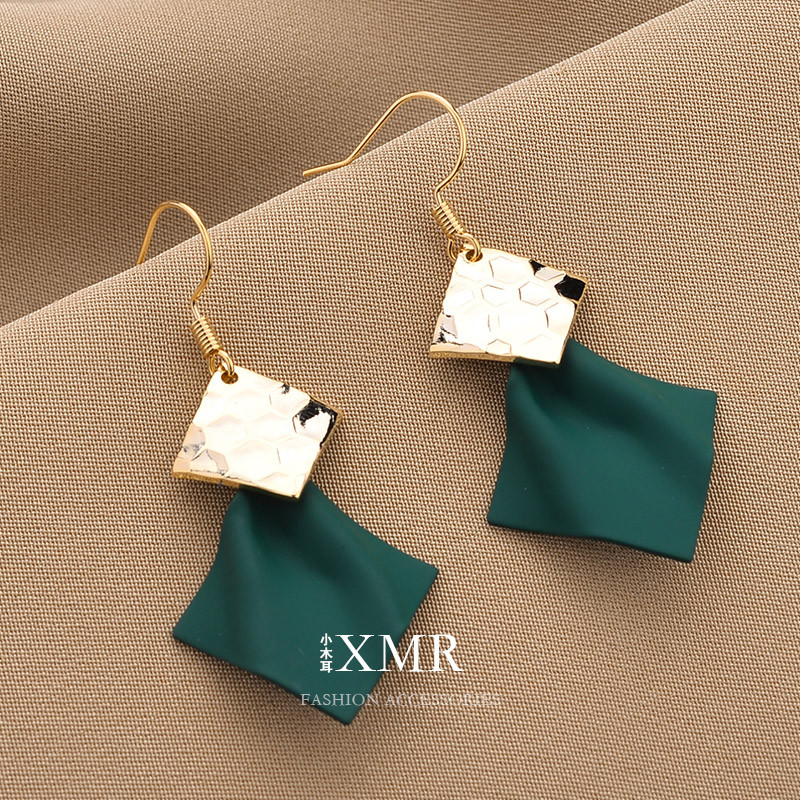 Coreano elegante brincos verde Retro brincos 2025 novo estilo de venda quente Irregular geométrico diamante brincos femi
