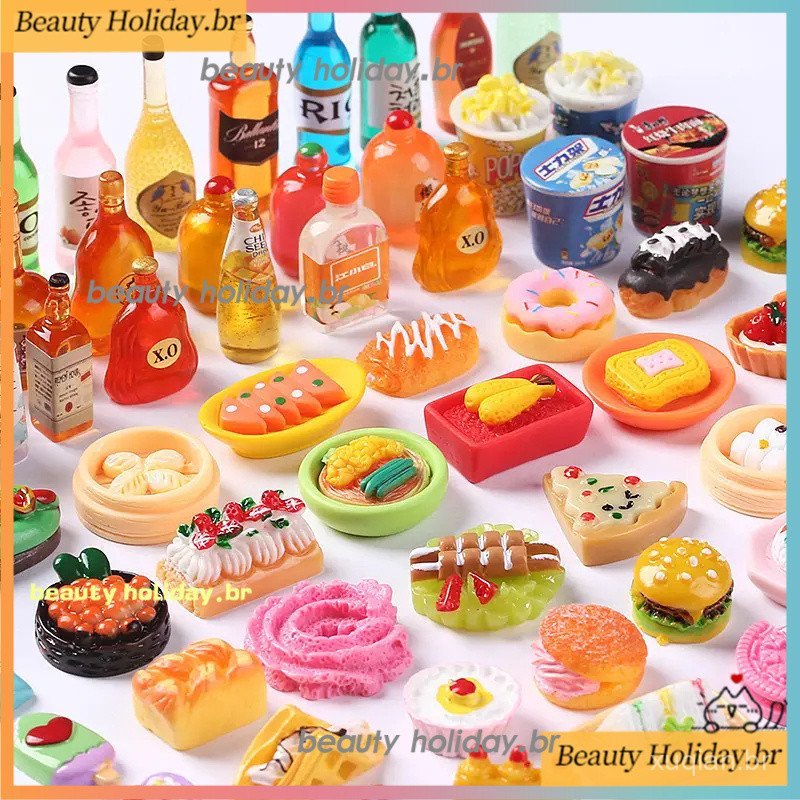 Miniatura Bebidas e Comidas Simulação Decorativo Mini Surpresa