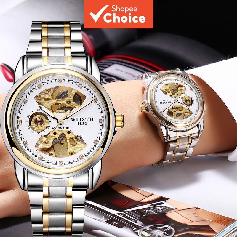 Lsh Relógio Esqueleto Automático Masculino Luminoso À Prova D'água Com Pulseira De Aço Inoxidável