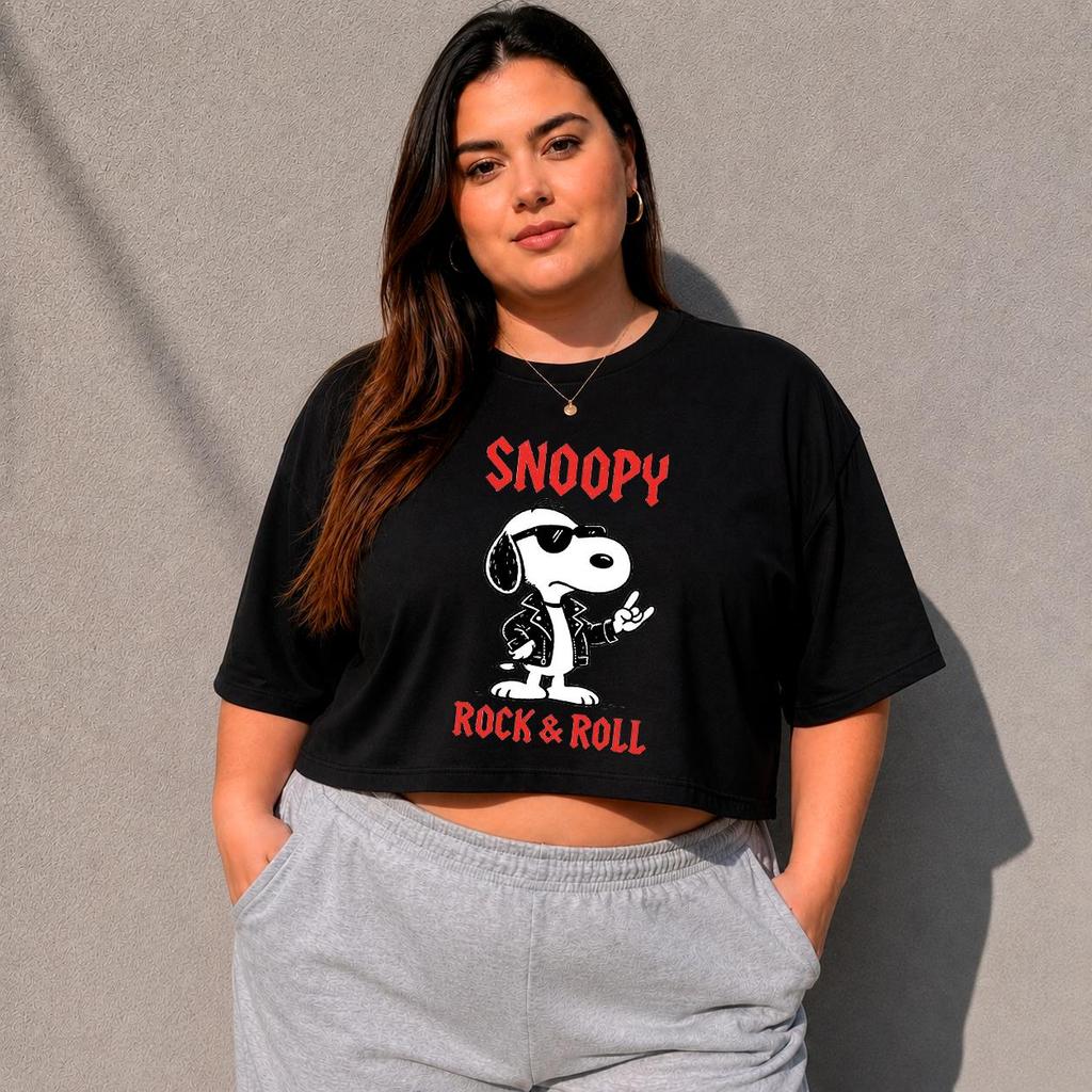 Cropped Feminina Estampado Snoop Rock Plus Size Oversized 100% Algodão Premium Delicado Envio Imediato