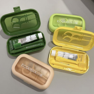 Conjunto de viagem ECOOBIX inclui escova de dentes, pasta de dente e fio Dental, portátil, prático, produtos essenciais 