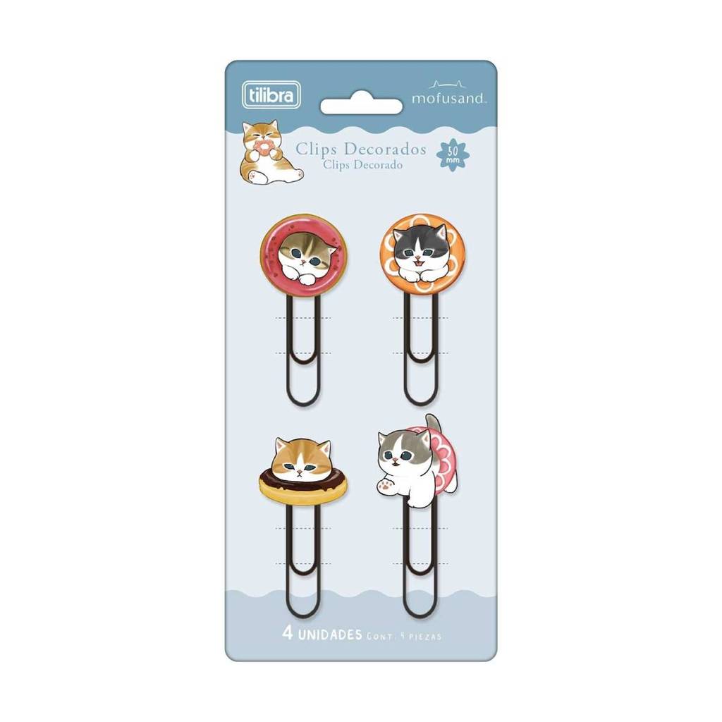 Clips metal decorado Mofusand 50mm com 4 unidades 405116 Tilibra