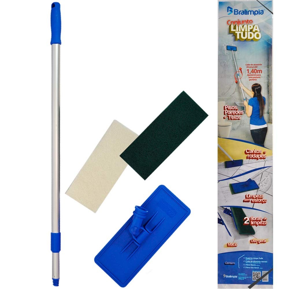 Conjunto mop limpa tudo com cabo extensível 1,40 m - CJLTUDO Bralimpia