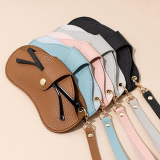 Bolsa de Armazenamento de Óculos de Sol de Couro para Uso Externo, Portátil, com Suporte para Pendurar no Pescoço, Estoj