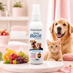 Spray Para Hálito Cães e Gatos Spray Bucal Anti Hálito Para Pet Cachorro Gato Tutti Frutti 120ml