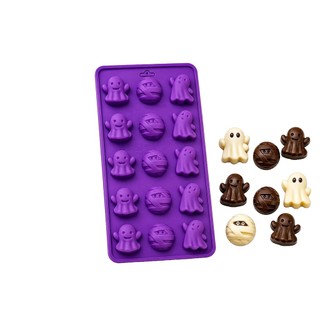 Forma De Silicone Para Chocolate E Gelo Halloween Fantasminha E Múmia