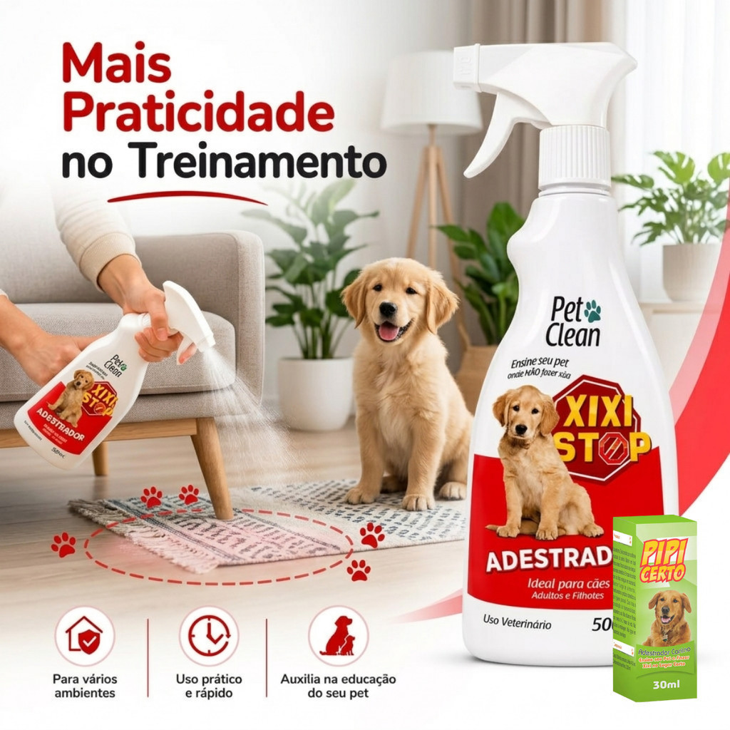 Kit Adestrador Canino Xixi Stop 500ml E Xixi Sim Pipi Certo 30ml Pet Clean — imagem 2 de 2