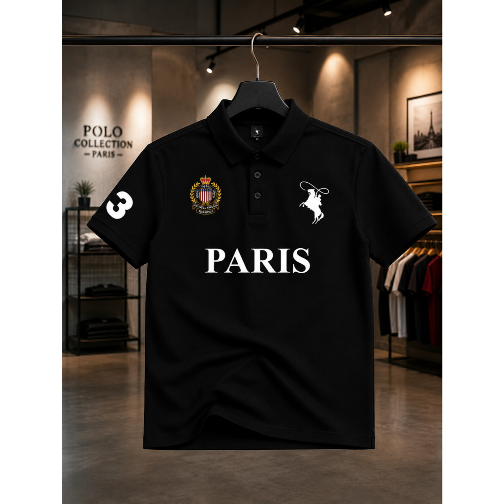 Camisa Polo Camisa do Paris Camiseta Masculina Manga Curta Linha Premium Malha Piquet