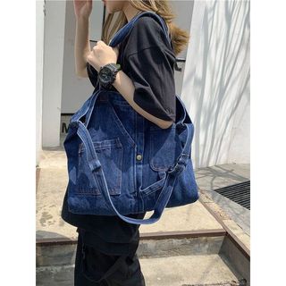 Retro portátil saco de compras grande capacidade Casual Denim saco estilo Preppy Harajuku lona bolsa ombro saco do mensa