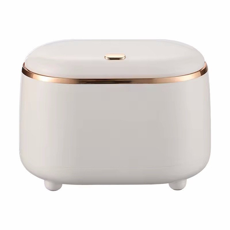 Lixeira De Mesa Elegante E Luxuosa Com Tampa De Pressão Para Abrir Formato Elíptico Armazenamento Conveniente Na Bancada