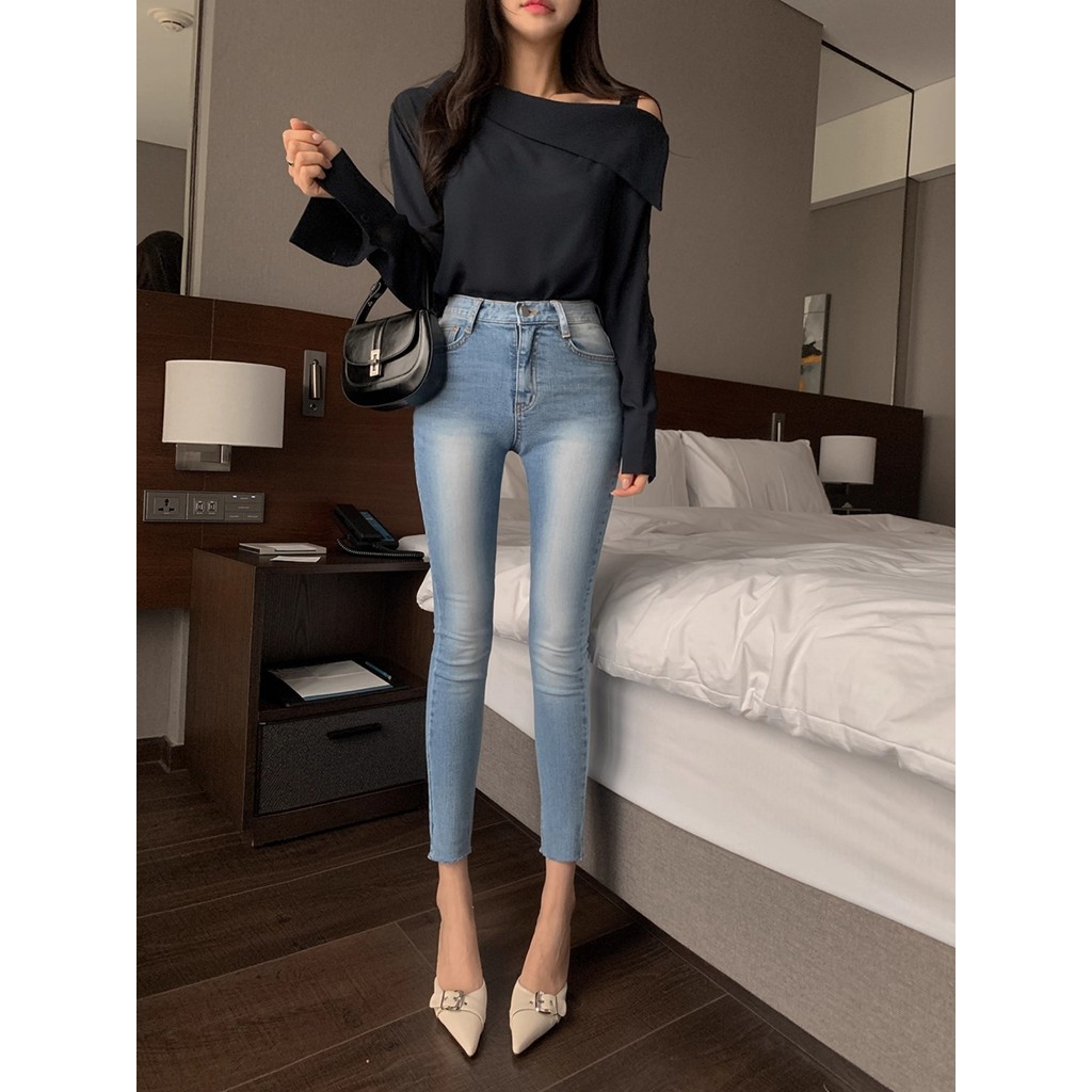 Estilo coreano elástico virilha Jeans feminino verão 2026 novo estilo Leggings pequeno tornozelo comprimento lápis calça