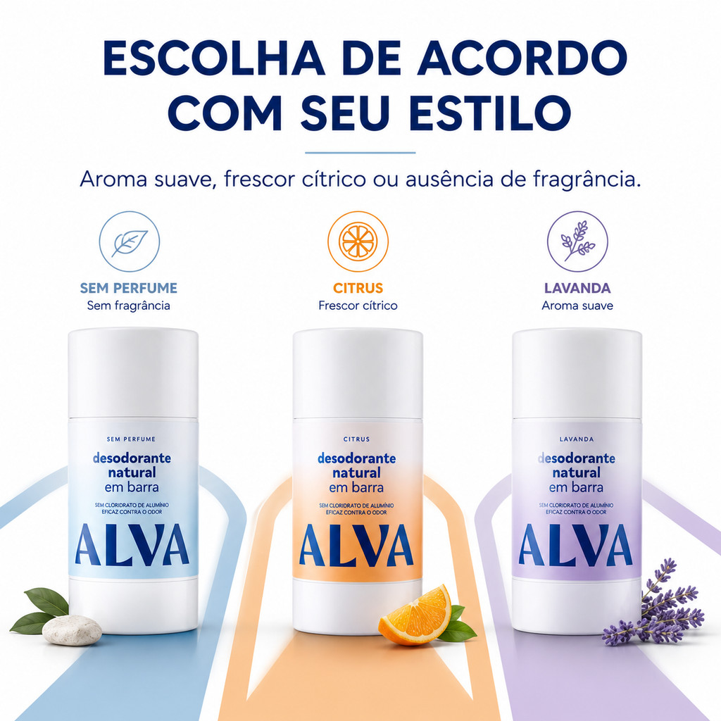 Desodorante Natural Clareador Alva 55g Barra