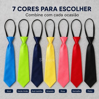 Gravata Infantil Masculina com Elástico Ajustável – Várias Cores para Festa, CasamentoEscola e Formatura,