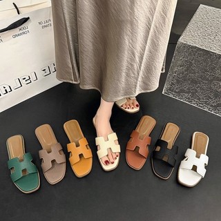 Fada verão dedo do pé quadrado novo estilo feminino chinelos de alto valor fundo plano francês All-Match moda uma palavr