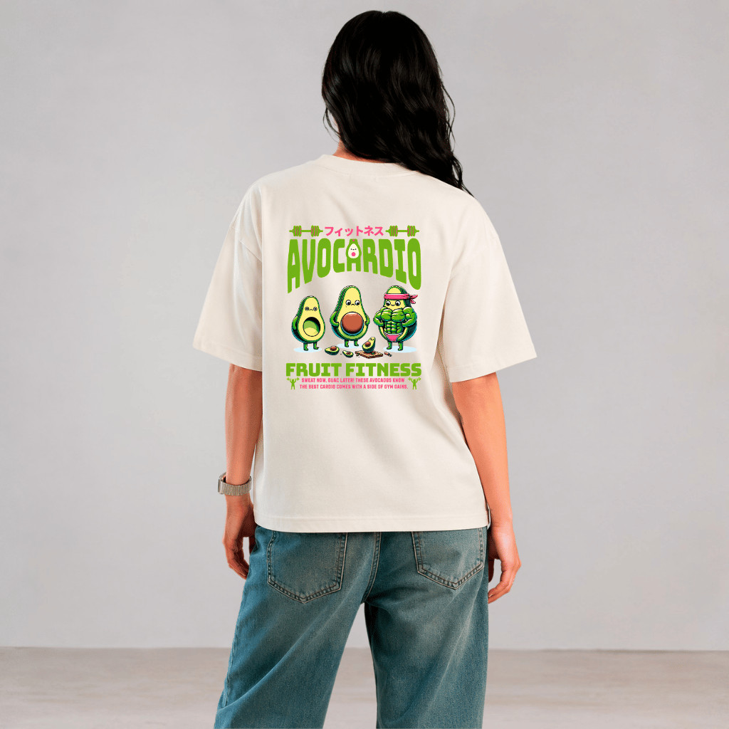 Camiseta Feminina Avocardio Fitness Academia Treino Fitness Abacate Estampada Algodão Premium Streetwear Casual