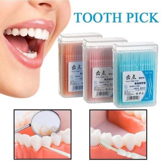 200/400 PCS Escova Interdental Oral Care Toothpick Floss Limpeza Dentária Higiene Descartável Com Cabeça Dupla